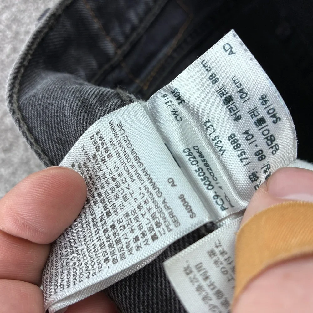 Levi's 505 Jeans Mens 35x32 Black Cotton Regular Fit Straight Leg 00505-0260